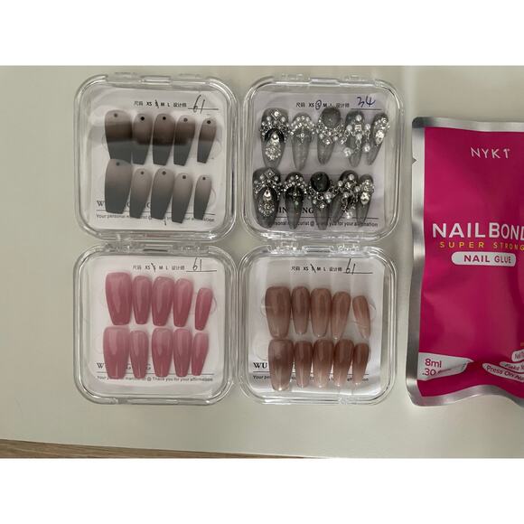 Kiss Other - 4x Gothic Goth Y2K Press On Nails Bundle w Glue Kiss